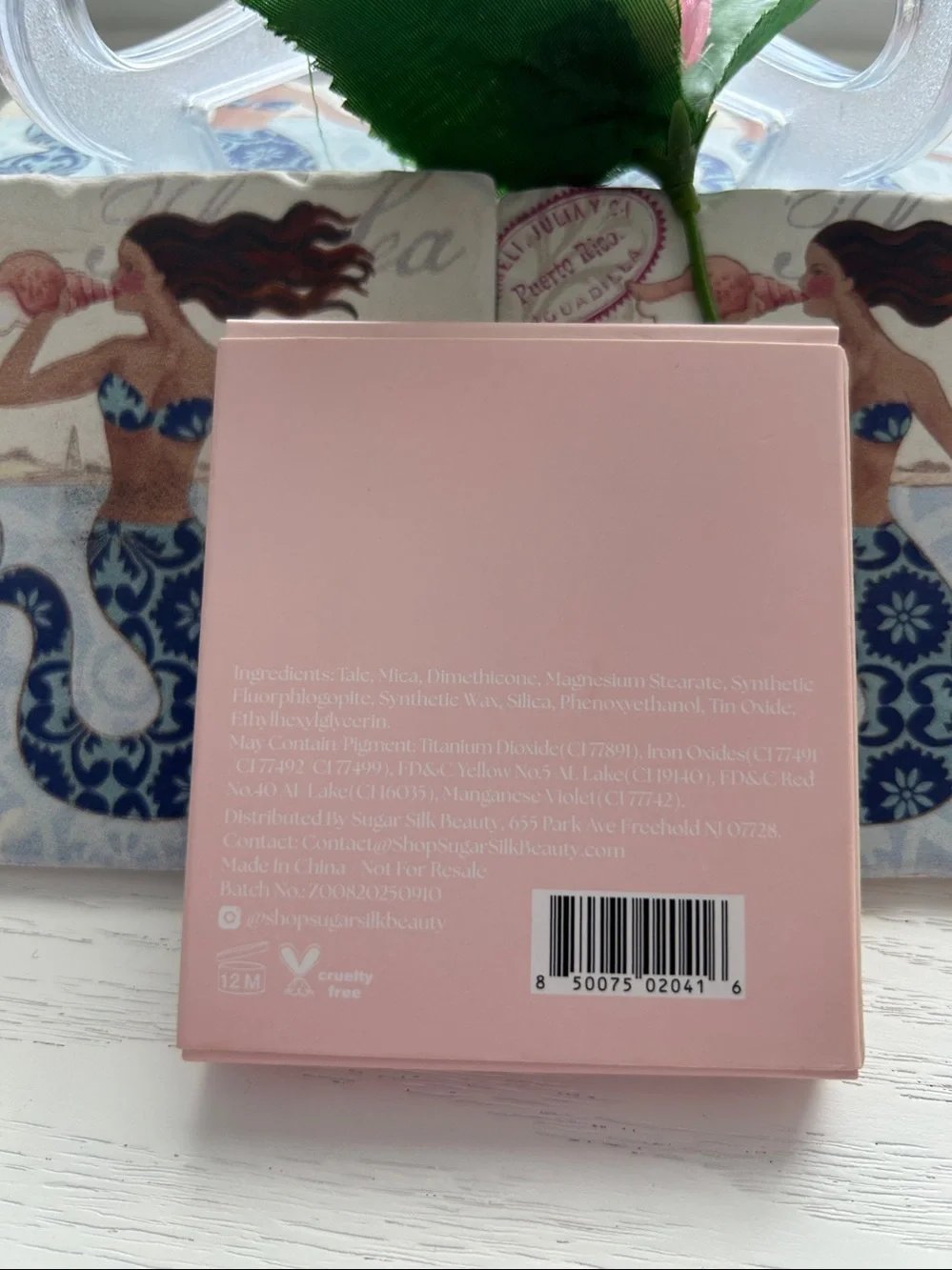 Eye Shadow Palette by Sugar Silk AND Pink Pearl Satin Bag ( 5 x 7) Brand New